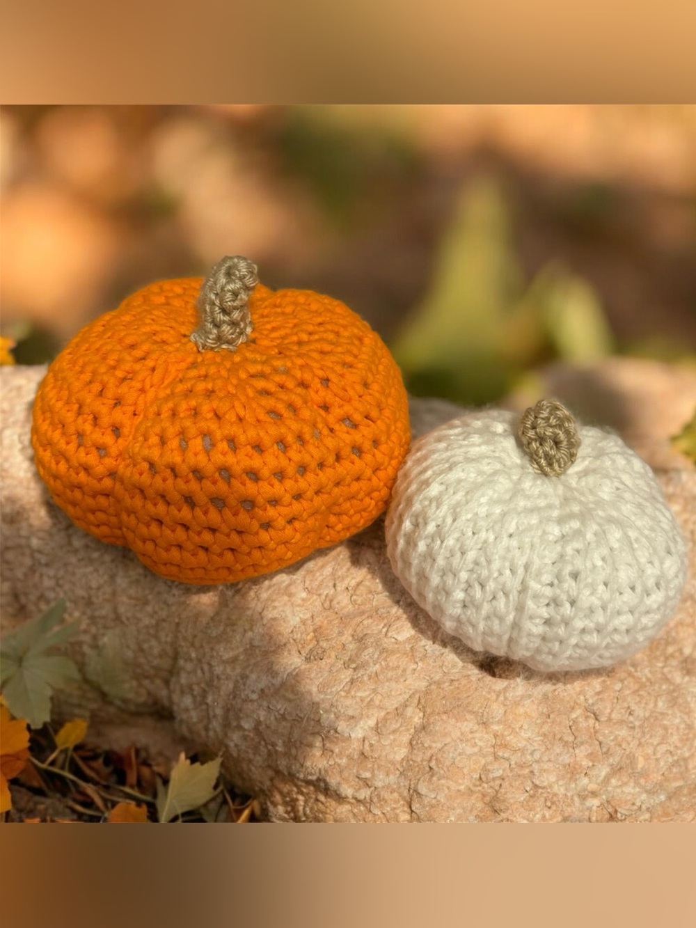 Handmade Crocheted Pumpkin Decor - Orange & Cream Fall Set
